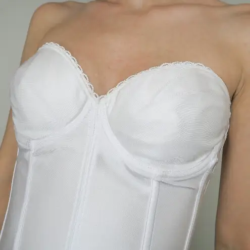 Vintage Empire Intimates White Satin Long Line Bustier Corset Bra Top Size undefined