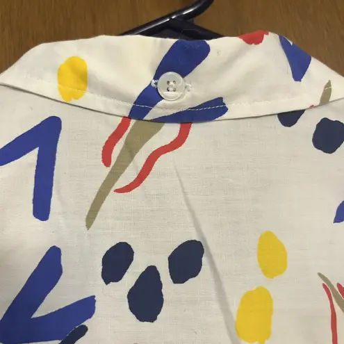 Vintage RLM Geometric Abstract Novelty Print Button down Shirt Red Size 10P