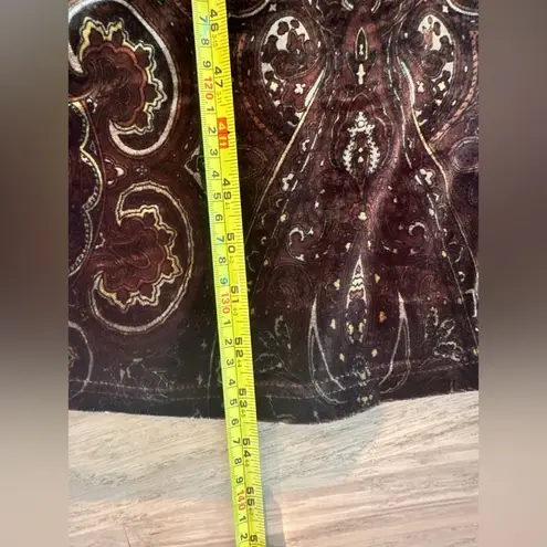 VTG Karen Alexander brown velvet paisley button down midi long sleeve dress S