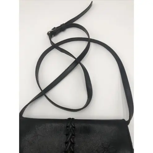 Patricia Nash Bianco Crossbody Organizer Black Leather Purse Handbag