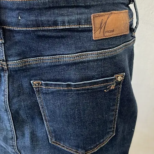 Mavi Jeans Co. Mila dark blue Denim whiskered front Frayed stretch Mini skirt M Size M