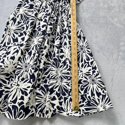 American Living Navy White Floral Fit & Flare Dress Belted Sleeveless Size 10