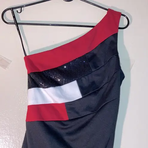 Jessica McClintock One Shoulder Body Con Sequin Dress Size 6