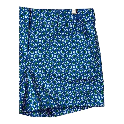 New York & Co Patterned Blue Shorts Geo Print Casual Preppy Cute Women Size 8