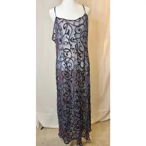 Victoria's Secret Vintage 90s Victoria’s Secret Burnout Velvet Sheer Purple Long Slip/Gown Large