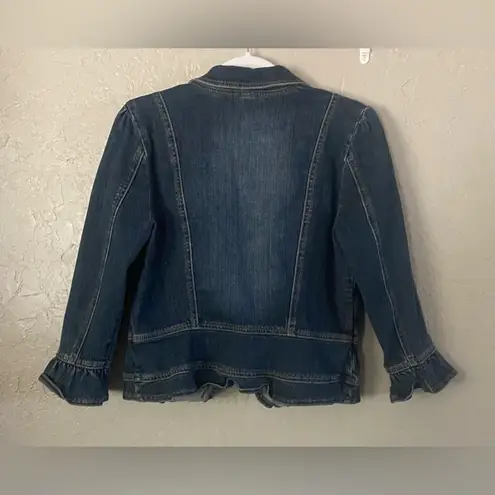 Ashley Judd Denim Jacket Size M Casual Ruffled Bohemian Fall Jacket Blue Size M