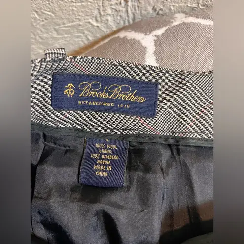 Brooks Brothers Trousers Black White Plaid Houndstooth 100% Wool lined pockets 4