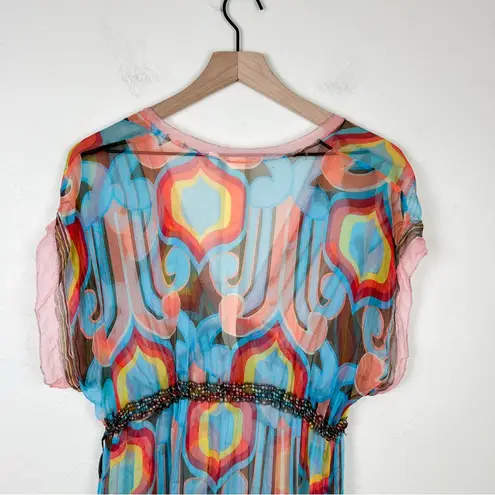 Johnny Was 100% Silk For Love and Liberty Sheer Gauze Handkerchief Kaftan Dress