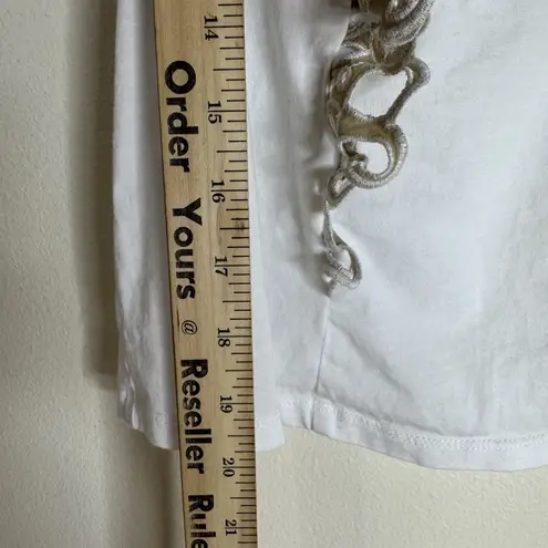 Veronica Beard Shirt Womens XS White Eyelet Ruffle Sleeve Embroidered Top