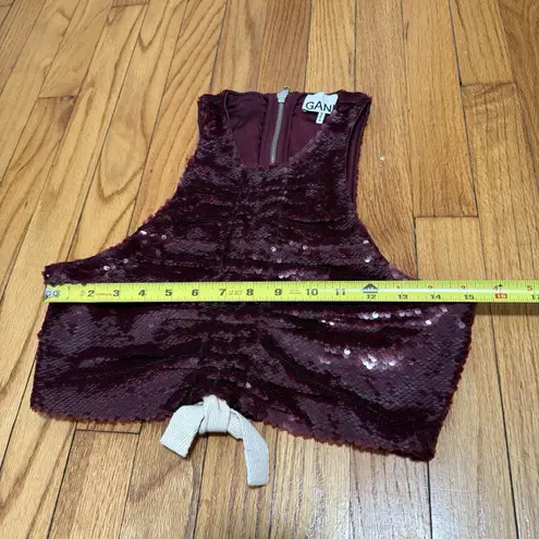 Ganni Sequined Ruched Crop Top in Port Royale Size 32
