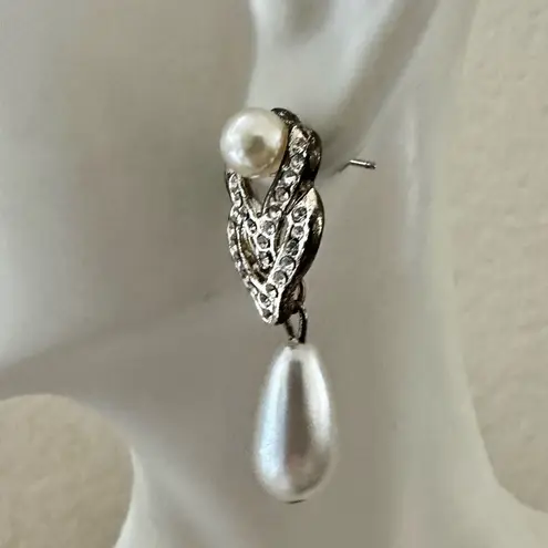 Mariell Faux Pearl & Rhinestone Drop Earrings