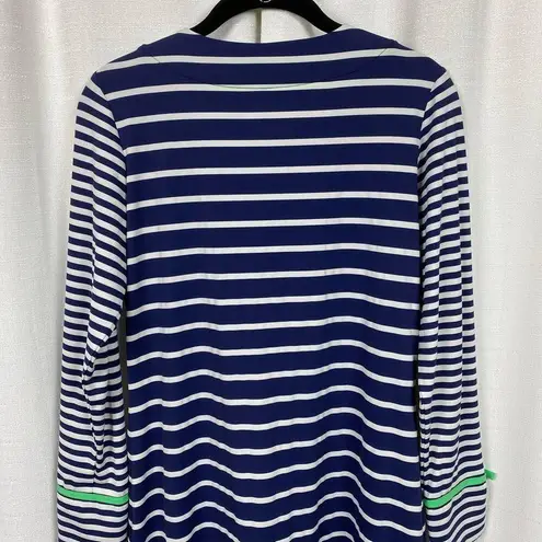 IBKUL Blue&White Stripe Long Sleeve Zip Front Golf Pickleball UPF 50+ Dress Sz.S Blue