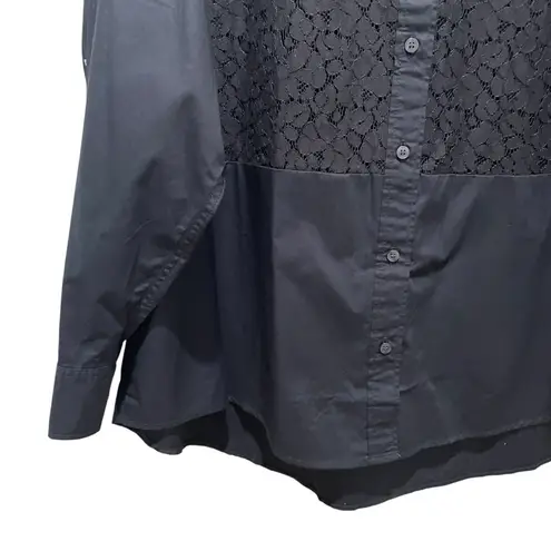 Gap  Lace Bib Big Shirt Button Down Black Women’s Plus Size XXL NWT