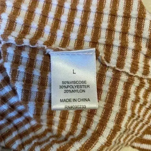 LA Hearts  Cropped long sleeve striped knit oversized‎ cream burnt orange sweater