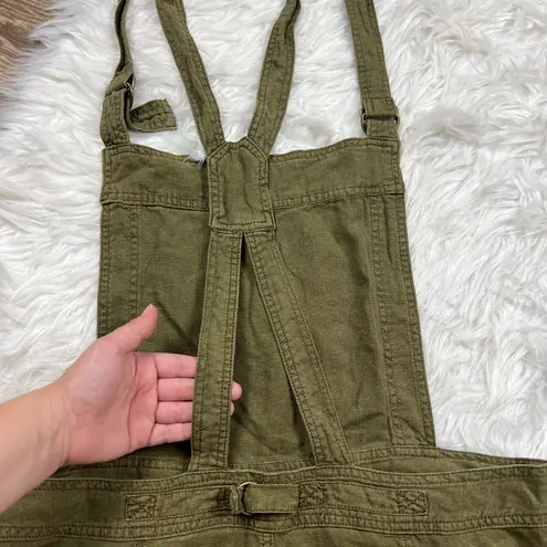 Free People  expedition Olive green linen-blend overalls
