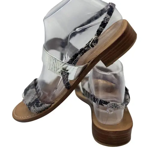 Made in Italy Il Sandalo Caprese 39 ,8 Snakeskin Silver Leather Handmade Sandals