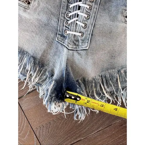 Unravel Project Lace Up Denim Shorts Size 25/2 Blue