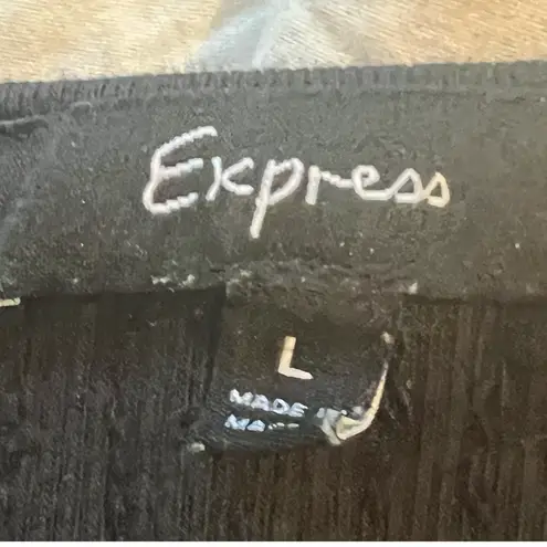 EXPRESS  Womens Black Sequin Top Size Large Pima Cotton Scoop Neck Glam Sparkly