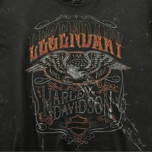 Harley Davidson Rhinestone Acid Wash Tee Black Size L