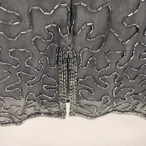 Scala Vintage Festive Dress Whimsigoth Fairy XL Black Silver Silk Sequined Beads