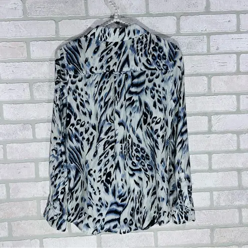 Rails Rebel Ivory Snow Leopard Long Sleeve Button Down Blouse Size S