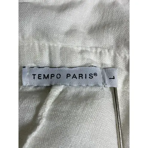 Tempo Paris Linen Top Made in Italy Dolman Sleeve Oversized White Size Large