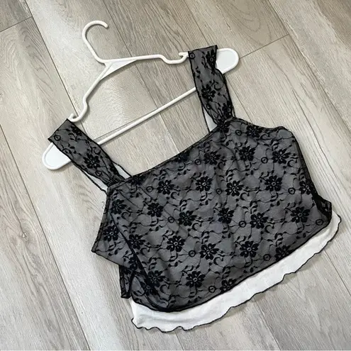 Lace Layered Tank Top dazie womens Black White (size 18) crop witch whimsygoth