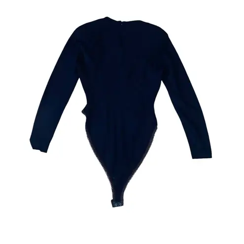 Donna Karan Black Wool Blend Long Sleeve Crewneck Bodysuit Women’s Size 4