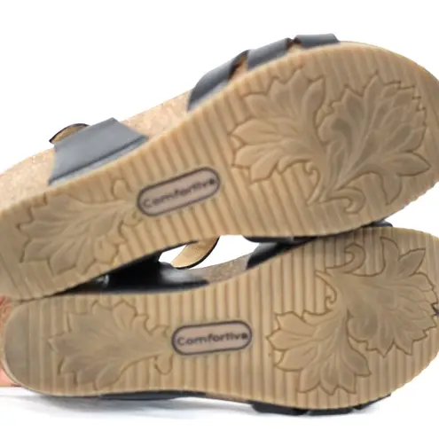 NWOB Comfortiva Erena Wedge Sandal Size 9.5 Black