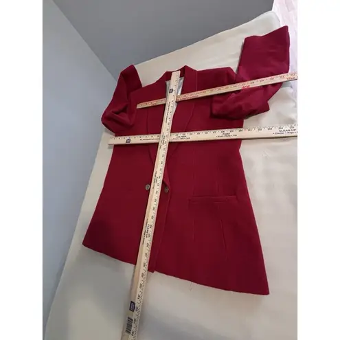 PBM Womens 12 Red Lined Double Breasted Button Collared Long Sleeve 100% Camel