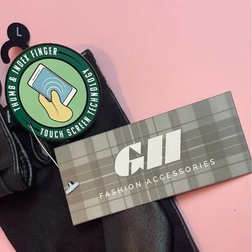 GII Fashion Accessories Black Leather Gloves Touchscreen Size L NWT Size L - Image 5