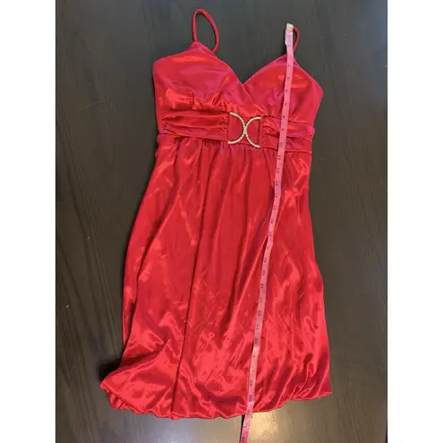 Taboo Y2K 90s  Mini Party Bodycon Red‎ Dress Small Bling Rhinestones Bubble Hem