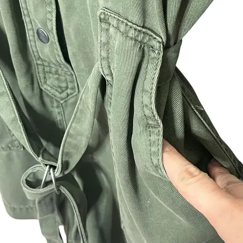 AllSaints Jess Long Sleeve Romper Women’s Size 8 Khaki Green Utility Style