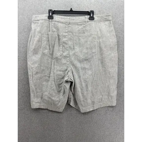 NYDJ  Women’s Shorts Chino Linen Blend Plus Size 20W Micro Striped White Pockets