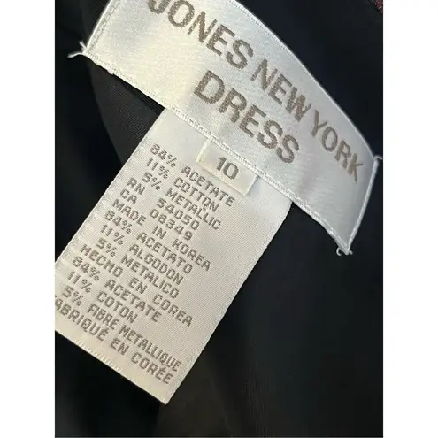 Vintage New York & Company Mixed Print Brocade Cocktail Party Dresss 10 Brown