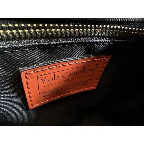 NWT Viola Castellani Papaya Orange Leather Handbag Purse Backpack Convertible