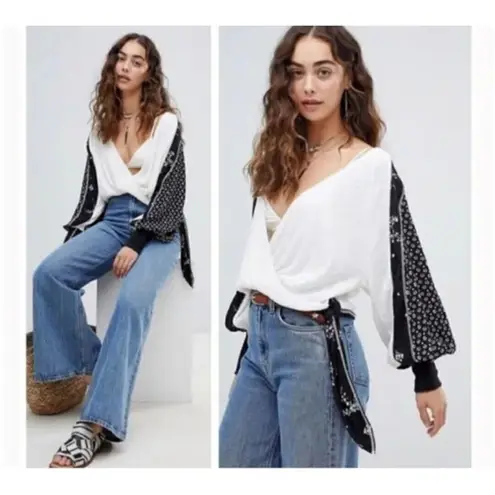 Free People  Auxton Thermal Wrap Top with a floral print