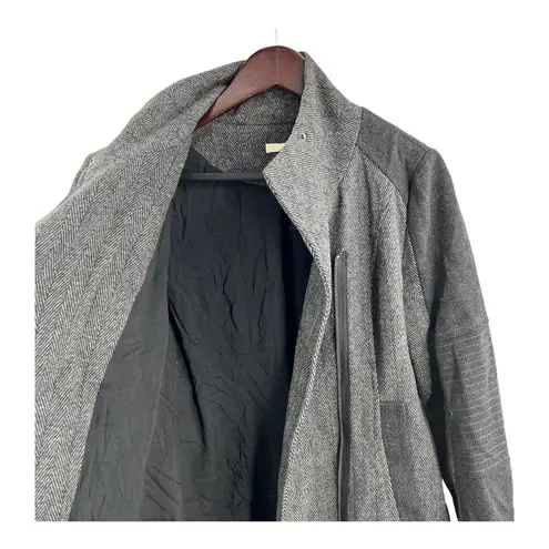 LA Made Grey Herringbone Asymmetrical Zip Jacket Small New