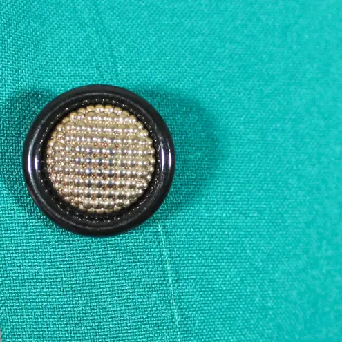 Vintage 1990s Teal & Black Power Skirt Suit Size 14 Nikki Brand Green