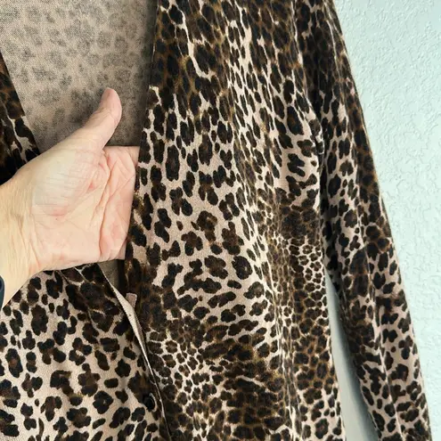Soma Brown Animal Print Cardigan Sweater Button Front V Neck Loungewear Medium