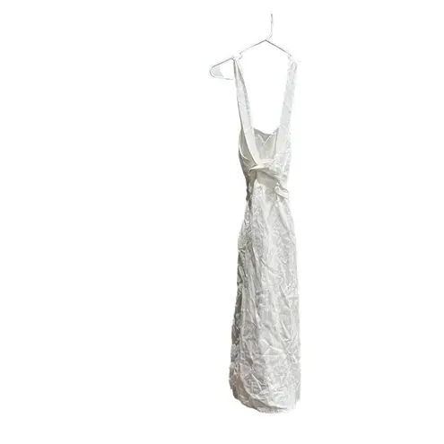 Reformation  Elara White Linen Square Neck Slit Tie Back Midi Dress Size 6