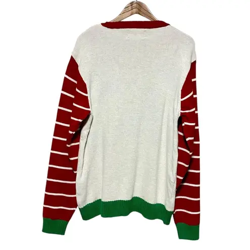 Ugly Christmas Sweater Elf Yourself XXL Red & Green Funny Holiday Knit Striped