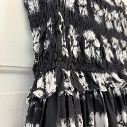 Ulla Johnson Akshara Dress Paragon Size 2 Tie Die Midi Dress Black White Smocked