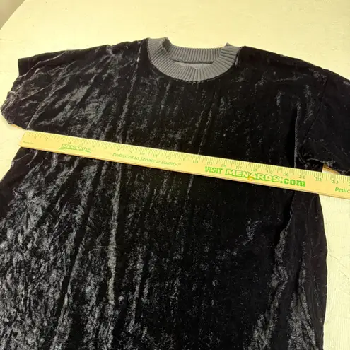 Lou & grey  Black Velvet Dress Crew Neck Short Sleeve A-Line Size M - Image 2