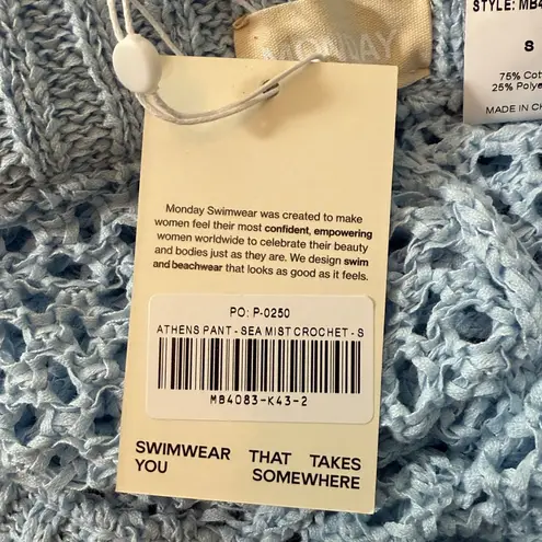 NWT Monday Swimwear Athens Pants in Sea Mist Crochet Size Small Blue