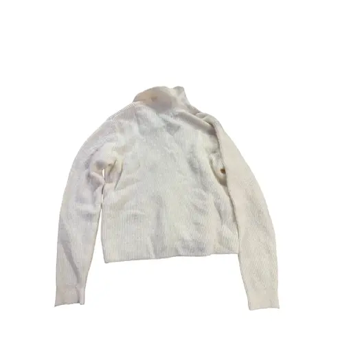 Mango Cream Ribbed Collared Long Sleeve Sweater S Minimalist Chic Preppy Neutral