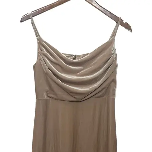 Revelry Skye Velvet Bridesmaid Gown Women’s Size 4 Champagne Slit Formal Dress Tan