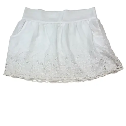 Stooshy White Lined Eyelet Lace Pocket Skirt Size Large