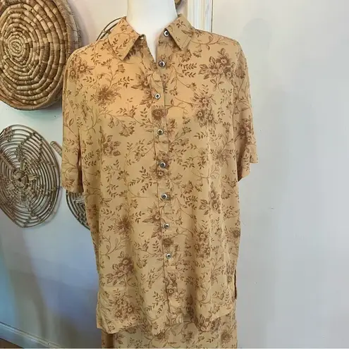 Karen Scott Vintage Sunflower Floral Prairie Skirt Set Cottagecore Yellow L