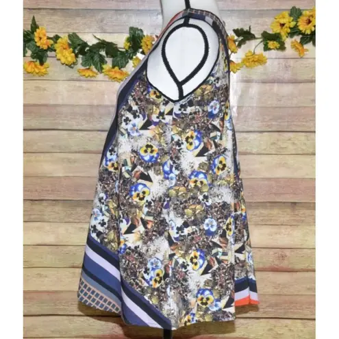 Clover Canyon Top Women's S Chiffon Multicolor Mixed Print Blouse Sleeveless